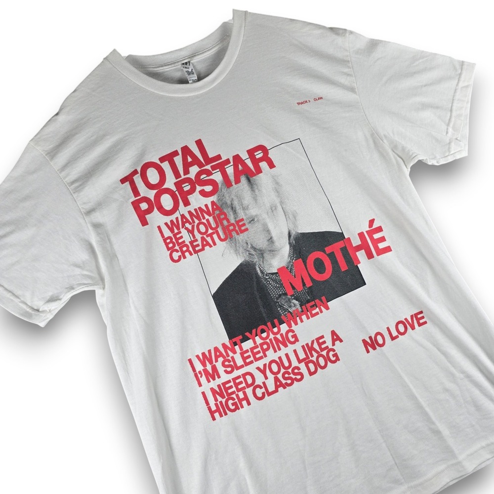 Mothe Total Popstar Graphic Tee Mens Large White Cotton 1301 American Apparel